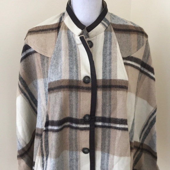 NWT! H&M Brown Combo plaid Size 6 poncho sweater - Picture 2 of 8